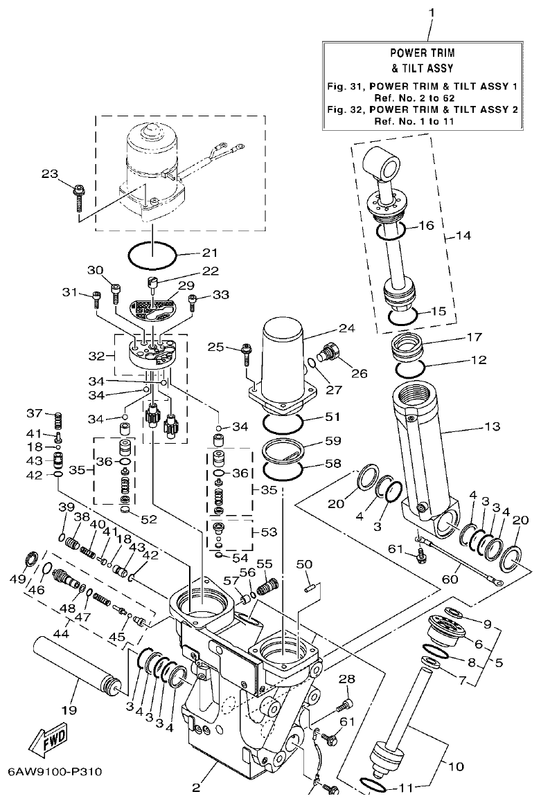 Yamaha 20, F350NCC2 POWER TRIM & TILT ASSY 1 parts diagram